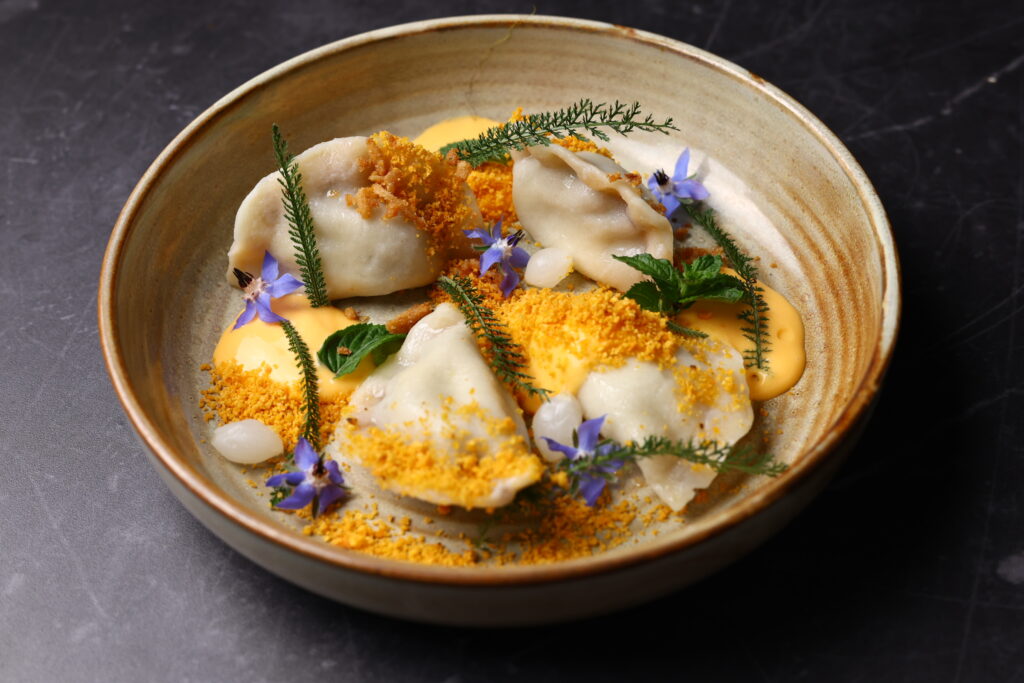 Pierogi z wołowiną, serem Cheddar i chipotle